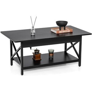 CostwayTable Basse 2 Niveaux avec Étagère Bois Cadre Métallique en Forme X Pieds Réglables Style Industrielle 110 x 60 x 48 cm Noir - Publicité CostwayTable Basse 2 Niveaux avec Étagère Bois Cadre Métallique en Forme X Pieds Réglables Style Industrielle 110 x 60 x 48 cm Noir - Publicité