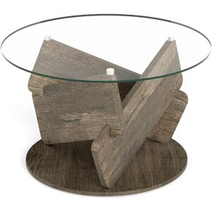 CostwayTable Basse Ronde en Verre Table Centrale Moderne de 81 cm avec Plateau en Verre Trempé Transparent Pieds en Bois Massif Gris - Publicité CostwayTable Basse Ronde en Verre Table Centrale Moderne de 81 cm avec Plateau en Verre Trempé Transparent Pieds en Bois Massif Gris - Publicité