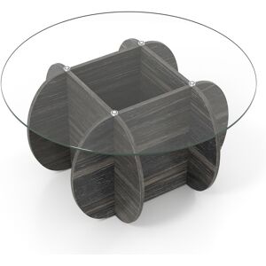 CostwayTable Basse Ronde de 89cm Table d'Appoint avec Plateau en Verre Trempé Base en Bois Massif Compartiment de Rangement Caché Charge 100kg Noir - Publicité CostwayTable Basse Ronde de 89cm Table d'Appoint avec Plateau en Verre Trempé Base en Bois Massif Compartiment de Rangement Caché Charge 100kg Noir - Publicité