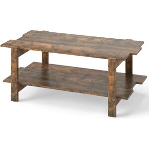 Table basse Costway - Marron - Design en bois à 2 niveaux - Supporte 120kg - Publicité Table basse Costway - Marron - Design en bois à 2 niveaux - Supporte 120kg - Publicité