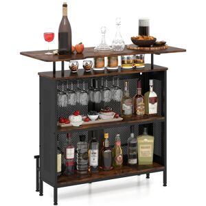 CostwayTable de Bar à Domicile à 4 Niveaux Armoire de Bar avec 2 Étagères pour Vin et 6 Supports de Verres Repose-pieds en Métal 7 Pieds Réglables Marron - Publicité CostwayTable de Bar à Domicile à 4 Niveaux Armoire de Bar avec 2 Étagères pour Vin et 6 Supports de Verres Repose-pieds en Métal 7 Pieds Réglables Marron - Publicité