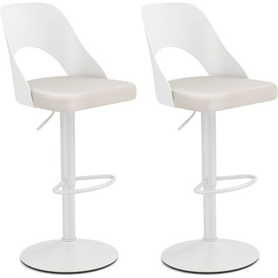 CostwayLot de 2 Tabourets de Bar Pivotantes à 360° Siège Réglable en Hauteur Chaises de Cuisine avec Assise et Dossier en Simili Cuir Blanc - Publicité CostwayLot de 2 Tabourets de Bar Pivotantes à 360° Siège Réglable en Hauteur Chaises de Cuisine avec Assise et Dossier en Simili Cuir Blanc - Publicité