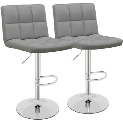 CostwayLot de 2 Tabourets de Bar Pivotante en Similicuir Hauteur 65-85 CM Siège Rembourré Dossier Incurvé Repose-Pieds Base Chromée Gris - Publicité CostwayLot de 2 Tabourets de Bar Pivotante en Similicuir Hauteur 65-85 CM Siège Rembourré Dossier Incurvé Repose-Pieds Base Chromée Gris - Publicité