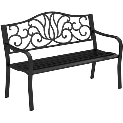 CostwayBanc de Jardin Extérieur Meubles de Porche en Fonte avec Dossier à Motif Floral et Siège à Lattes Banc de Patio avec Accoudoirs Solide Noir - Publicité CostwayBanc de Jardin Extérieur Meubles de Porche en Fonte avec Dossier à Motif Floral et Siège à Lattes Banc de Patio avec Accoudoirs Solide Noir - Publicité