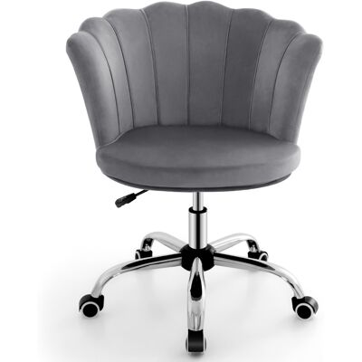CostwayFauteuil de Bureau à Roulettes Chaise de Coiffeuse Velours Hauteur Réglable H 74-82 CM Forme de Pétale Gris - Publicité CostwayFauteuil de Bureau à Roulettes Chaise de Coiffeuse Velours Hauteur Réglable H 74-82 CM Forme de Pétale Gris - Publicité