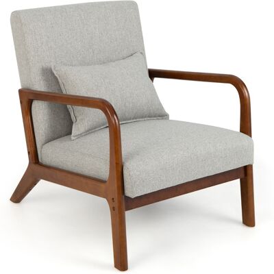 CostwayChaise d'Appoint Moderne en Bois de Caoutchouc Chaise de Loisirs avec Coussin Lombaire Patins Antidérapants Gris - Publicité CostwayChaise d'Appoint Moderne en Bois de Caoutchouc Chaise de Loisirs avec Coussin Lombaire Patins Antidérapants Gris - Publicité