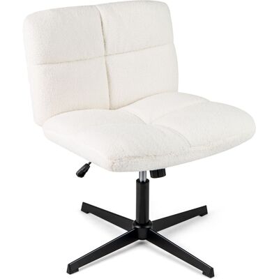 CostwayBureau sans Accoudoirs Chaise de Bureau à Hauteur Réglable Pivotante à 360° Assise Large et Rembourrée Fibre Synthétique Souple Blanc - Publicité CostwayBureau sans Accoudoirs Chaise de Bureau à Hauteur Réglable Pivotante à 360° Assise Large et Rembourrée Fibre Synthétique Souple Blanc - Publicité