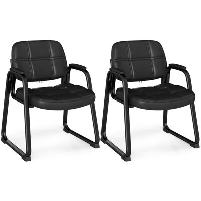 CostwayEnsemble de 2 Chaises d'Accueil Ergonomique avec Cadre Métallique & Accoudoirs Rembourrés Chaise d'Accueil en Cuir Artificiel Noir - Publicité CostwayEnsemble de 2 Chaises d'Accueil Ergonomique avec Cadre Métallique & Accoudoirs Rembourrés Chaise d'Accueil en Cuir Artificiel Noir - Publicité
