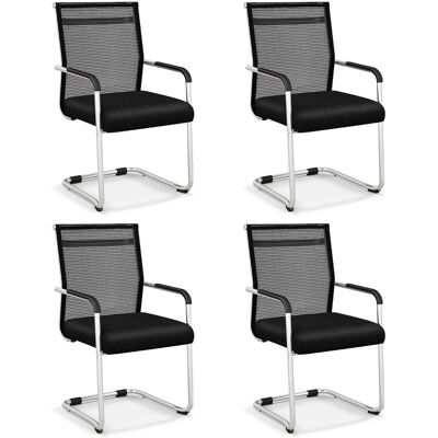 CostwayEnsemble de 4 Chaises de Bureau pour Invités Chaise de Conférence avec Base Luge Accoudoirs en Métal Chaise de Réunion Noir - Publicité CostwayEnsemble de 4 Chaises de Bureau pour Invités Chaise de Conférence avec Base Luge Accoudoirs en Métal Chaise de Réunion Noir - Publicité