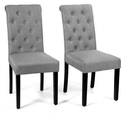 CostwayEnsemble de 2 Chaises de Salle à Manger Chaises Capitonnées en Tissu avec Pieds en Bois de Caoutchouc Éponge à Haute Densité Gris - Publicité CostwayEnsemble de 2 Chaises de Salle à Manger Chaises Capitonnées en Tissu avec Pieds en Bois de Caoutchouc Éponge à Haute Densité Gris - Publicité