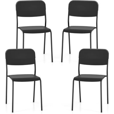 CostwayEnsemble de 4 Chaises de Salle à Manger Modernes Chaises Empilables Dossier Incliné Pieds en Métal Sans Accoudoirs Noir - Publicité CostwayEnsemble de 4 Chaises de Salle à Manger Modernes Chaises Empilables Dossier Incliné Pieds en Métal Sans Accoudoirs Noir - Publicité