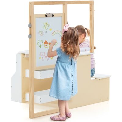 CostwayTable avec Tabouret Enfant 4 en 1 Table 2 Face ( Blanc&Noir )Rouleau de Papier 11 Accessoires Multi Rangement Blanc - Publicité CostwayTable avec Tabouret Enfant 4 en 1 Table 2 Face ( Blanc&Noir )Rouleau de Papier 11 Accessoires Multi Rangement Blanc - Publicité