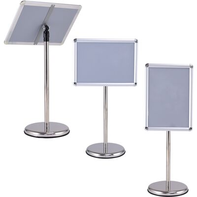 CostwaySupport d'affichage menu A3 avec pied Panneau d'affichage, hauteur réglable, acier inoxydable, Base dia.28 cm - Publicité CostwaySupport d'affichage menu A3 avec pied Panneau d'affichage, hauteur réglable, acier inoxydable, Base dia.28 cm - Publicité