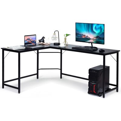 CostwayBureau D'angle Grand Bureau en Forme de L Supporte D unité Centrale en Bois et Métal 168x125x74cm Noir - Publicité CostwayBureau D'angle Grand Bureau en Forme de L Supporte D unité Centrale en Bois et Métal 168x125x74cm Noir - Publicité
