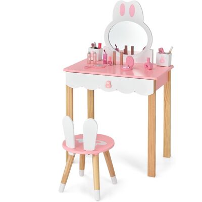 Ensemble Coiffeuse Enfants Costway - Miroir Lapin & Rangement - Mobilier 2 en 1 - Publicité Ensemble Coiffeuse Enfants Costway - Miroir Lapin & Rangement - Mobilier 2 en 1 - Publicité