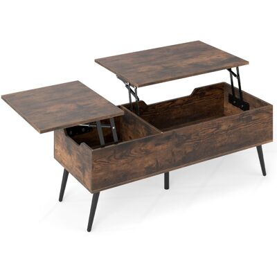 CostwayTable Basse Relevable Table Basse Moderne avec 2 Compartiments de Rangement Dissimulés Table de Travail Pliante 111x48x40-53,5cm Brun - Publicité CostwayTable Basse Relevable Table Basse Moderne avec 2 Compartiments de Rangement Dissimulés Table de Travail Pliante 111x48x40-53,5cm Brun - Publicité