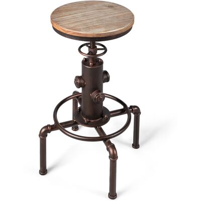 CostwayTabouret de Bar Style Industriel Vintage Hauteur Réglable 60-75cm avec Repose-Pied et Siège Rond à 360° Charge Max 150 KG Café - Publicité CostwayTabouret de Bar Style Industriel Vintage Hauteur Réglable 60-75cm avec Repose-Pied et Siège Rond à 360° Charge Max 150 KG Café - Publicité