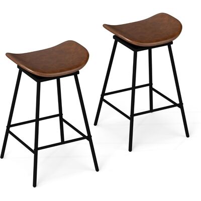CostwayTabourets de Bar Pivotants Lot de 2 Tabourets Hauts Sans Dossier Rembourrés en Similicuir avec Siège en Selle et Repose-pieds Marron et Noir - Publicité CostwayTabourets de Bar Pivotants Lot de 2 Tabourets Hauts Sans Dossier Rembourrés en Similicuir avec Siège en Selle et Repose-pieds Marron et Noir - Publicité