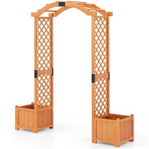 CostwayArche de Jardin en Bois avec Bacs à Plantes Treillis en Arche pour Plantes Grimpantes Légumes Fleurs Pergola Extérieure pour Jardin Jaune - Publicité CostwayArche de Jardin en Bois avec Bacs à Plantes Treillis en Arche pour Plantes Grimpantes Légumes Fleurs Pergola Extérieure pour Jardin Jaune - Publicité