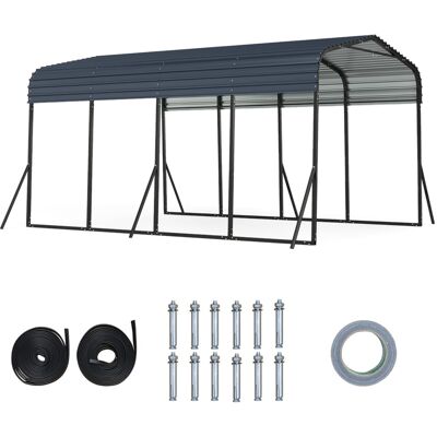 CostwayAbri de Voiture Métallique 440x300cm Extérieur Tente de Garage avec Base Renforcée et 4 Pieds Inclinés Supplémentaires Noir - Publicité CostwayAbri de Voiture Métallique 440x300cm Extérieur Tente de Garage avec Base Renforcée et 4 Pieds Inclinés Supplémentaires Noir - Publicité