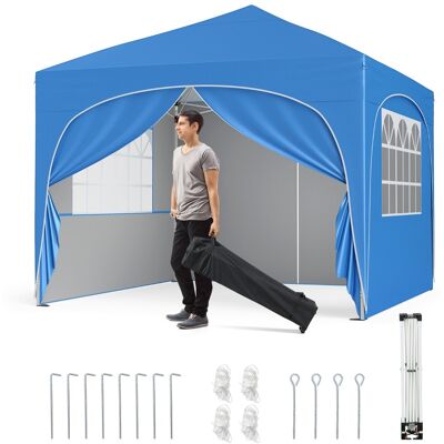 CostwayTonnelle de Jardin 3x3M avec 4 Parois Latérales Amovibles Tente de Reception avec Sac à Roulettes 8 Piquets 4 Ancres 4 Cordes à Vent Bleu - Publicité CostwayTonnelle de Jardin 3x3M avec 4 Parois Latérales Amovibles Tente de Reception avec Sac à Roulettes 8 Piquets 4 Ancres 4 Cordes à Vent Bleu - Publicité