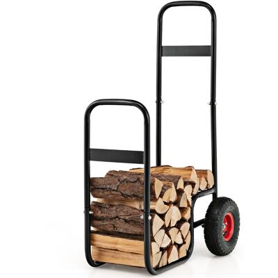 CostwayChariot de Bûches Charge 136 KG avec 2 Roues en Caoutchouc - Publicité CostwayChariot de Bûches Charge 136 KG avec 2 Roues en Caoutchouc - Publicité