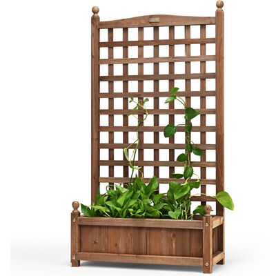 CostwayJardinière avec Treillis en Bois de Sapin Bac à Fleurs Résistant aux Intempéries pour Plante Grimpante Vigne Fleurs 63,5 x 28 x 122 cm Marron Foncé - Publicité CostwayJardinière avec Treillis en Bois de Sapin Bac à Fleurs Résistant aux Intempéries pour Plante Grimpante Vigne Fleurs 63,5 x 28 x 122 cm Marron Foncé - Publicité