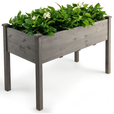 CostwayJardinier Surelevée Potager sur Pieds 123 x 57 x 76cm en Bois avec Barres de Support Inférieures et Trou de Drainage Gris - Publicité CostwayJardinier Surelevée Potager sur Pieds 123 x 57 x 76cm en Bois avec Barres de Support Inférieures et Trou de Drainage Gris - Publicité