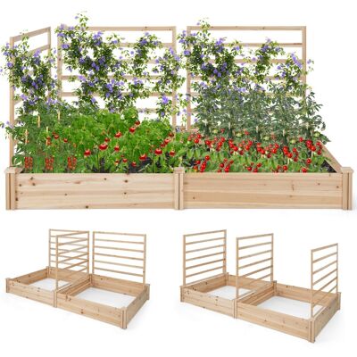 Costway Carré Potager en Bois de Sapin 222x114x110CM - 2 Caisses, 3 Treillis - Publicité Costway Carré Potager en Bois de Sapin 222x114x110CM - 2 Caisses, 3 Treillis - Publicité