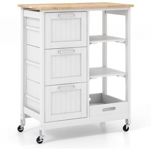 CostwayDesserte de Cuisine avec Roulette Universelles 67 x 37 x 82,5 CM et Plateau en Bois Blanc - Publicité CostwayDesserte de Cuisine avec Roulette Universelles 67 x 37 x 82,5 CM et Plateau en Bois Blanc - Publicité