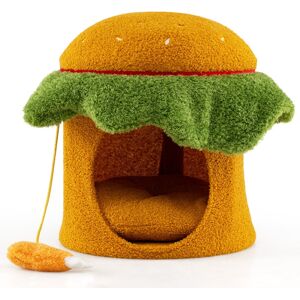 CostwayLit pour Chat Mignonne Condo en Forme de Hamburger avec Perchoir Rembourré Jouet Suspendu en Peluche Coussin Amovible Lavable Orange - Publicité CostwayLit pour Chat Mignonne Condo en Forme de Hamburger avec Perchoir Rembourré Jouet Suspendu en Peluche Coussin Amovible Lavable Orange - Publicité