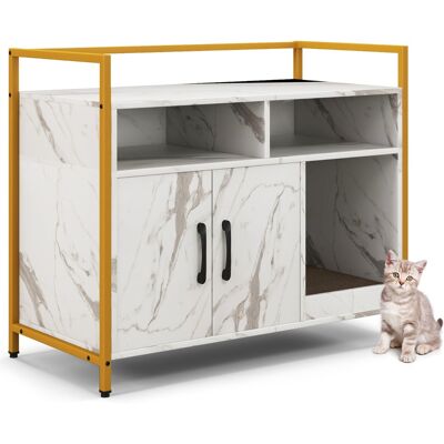 CostwayMeuble Litiere Chat Griffoir Amovible Industriel Maison de Toilette Chat Anti-basculement Structure Métal Antirouille 89x45x74,5cm Blanc - Publicité CostwayMeuble Litiere Chat Griffoir Amovible Industriel Maison de Toilette Chat Anti-basculement Structure Métal Antirouille 89x45x74,5cm Blanc - Publicité