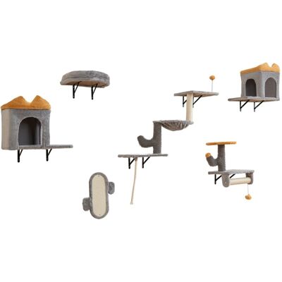 CostwayTour pour Chat Mural Arbre à Chat avec Plate-forme à 2 Niveaux 2 Condos Confortables 1 Lit Confortable 1 Planche à Gratter - Publicité CostwayTour pour Chat Mural Arbre à Chat avec Plate-forme à 2 Niveaux 2 Condos Confortables 1 Lit Confortable 1 Planche à Gratter - Publicité