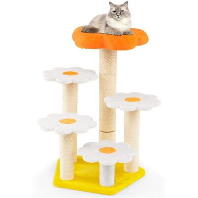 CostwayArbre à Chat Fleur Mignon pour Chats d'Intérieur avec Perchoir en Peluche Confortable Poteaux à Gratter en Sisal Plates-formes de Saut Jaune - Publicité CostwayArbre à Chat Fleur Mignon pour Chats d'Intérieur avec Perchoir en Peluche Confortable Poteaux à Gratter en Sisal Plates-formes de Saut Jaune - Publicité