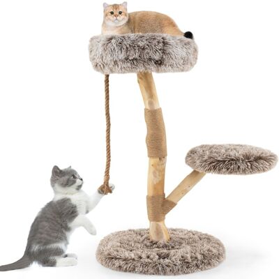 CostwayArbre à Chat Tour en Bois pour Chat avec Perchoir Centre d'Activité en Bois Massif pour Chat avec Poteaux à Gratter Corde en Jute Doux Marron - Publicité CostwayArbre à Chat Tour en Bois pour Chat avec Perchoir Centre d'Activité en Bois Massif pour Chat avec Poteaux à Gratter Corde en Jute Doux Marron - Publicité