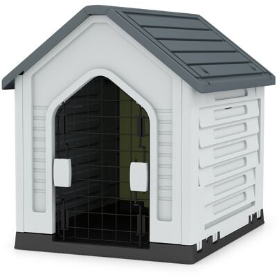 CostwayNiche en Plastique pour Chien Abri pour Animaux avec Porte en Métal Verrouillable Aérations et Toit Incliné pour Petits Chiens et Chats Gris - Publicité CostwayNiche en Plastique pour Chien Abri pour Animaux avec Porte en Métal Verrouillable Aérations et Toit Incliné pour Petits Chiens et Chats Gris - Publicité