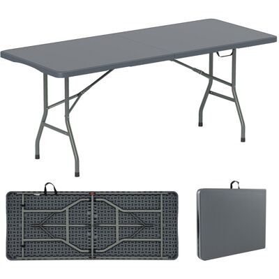CostwayTable Pliable Portable 180 cm Table Pliante en Deux avec Capacité de 160 kg Plateau en HDPE Mécanisme de Verrouillage Sécurisé Gris - Publicité CostwayTable Pliable Portable 180 cm Table Pliante en Deux avec Capacité de 160 kg Plateau en HDPE Mécanisme de Verrouillage Sécurisé Gris - Publicité