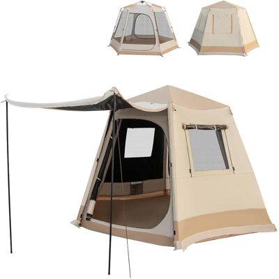 CostwayTente de Camping Instantanée avec Support Automatique Installation en 1 Minute Double Toit Tente Cabine Double Couche Imperméable Coupe-vent Beige - Publicité CostwayTente de Camping Instantanée avec Support Automatique Installation en 1 Minute Double Toit Tente Cabine Double Couche Imperméable Coupe-vent Beige - Publicité