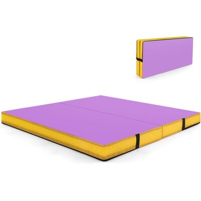 Costway122 x 122 x 10cm Tapis d'Exercice Pliable Épais Pliable avec Revêtement en Similicuir et Poignées de Transport Idéal Violet - Publicité Costway122 x 122 x 10cm Tapis d'Exercice Pliable Épais Pliable avec Revêtement en Similicuir et Poignées de Transport Idéal Violet - Publicité