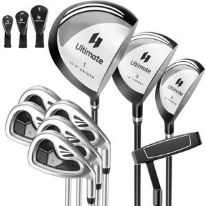 CostwayClubs de Golf de 9 Pièces Droitier Driver en Alliage D'aluminium Fairway 3# Hybride 4# Des Fers 6# 7# 8# 9# et P# Putter Gris - Publicité CostwayClubs de Golf de 9 Pièces Droitier Driver en Alliage D'aluminium Fairway 3# Hybride 4# Des Fers 6# 7# 8# 9# et P# Putter Gris - Publicité