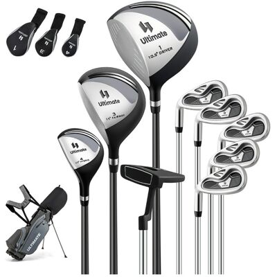 CostwayEnsemble Complet de Clubs de Golf Gauchers à Trépied Driver #1 460CC Bois #3 Hybride #4 avec Housses de Protection Fers #6 #7 #8 #9 Gris - Publicité CostwayEnsemble Complet de Clubs de Golf Gauchers à Trépied Driver #1 460CC Bois #3 Hybride #4 avec Housses de Protection Fers #6 #7 #8 #9 Gris - Publicité