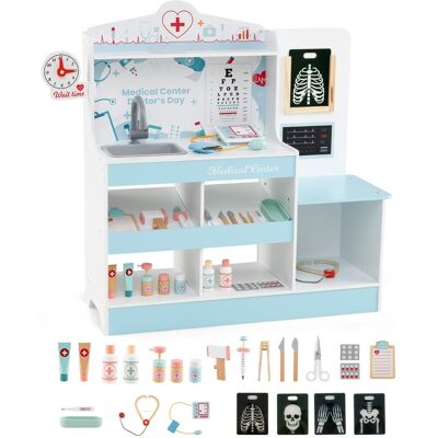 CostwayCoffret de Jeu de Médecin en Bois Centre Médical Moniteur ECG Zone d'Examen et 24 Accessoires pour Enfants de 3+ Ans Bleu - Publicité CostwayCoffret de Jeu de Médecin en Bois Centre Médical Moniteur ECG Zone d'Examen et 24 Accessoires pour Enfants de 3+ Ans Bleu - Publicité
