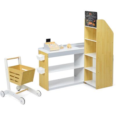 CostwayJeu d'imitation Jouet Marchande en Bois avec Caisse de Supermarché 3 Ans+ - Publicité CostwayJeu d'imitation Jouet Marchande en Bois avec Caisse de Supermarché 3 Ans+ - Publicité