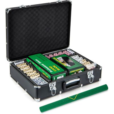 CostwayMallette de Poker 600 Jetons 6 Jeux de 54 Cartes 5 dés 3 Dealer Croupiers et Mélangeur de Cartes Feutre de Poker Noir - Publicité CostwayMallette de Poker 600 Jetons 6 Jeux de 54 Cartes 5 dés 3 Dealer Croupiers et Mélangeur de Cartes Feutre de Poker Noir - Publicité
