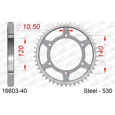 Couronne arrière AFAM 16603 - Acier Durable - Chaîne Standard - Publicité Couronne arrière AFAM 16603 - Acier Durable - Chaîne Standard - Publicité