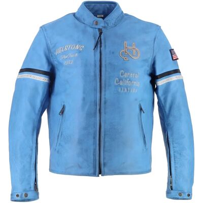 Blouson Nashville en cuir Helstons Bleu Ciel - Veste moto - Publicité Blouson Nashville en cuir Helstons Bleu Ciel - Veste moto - Publicité