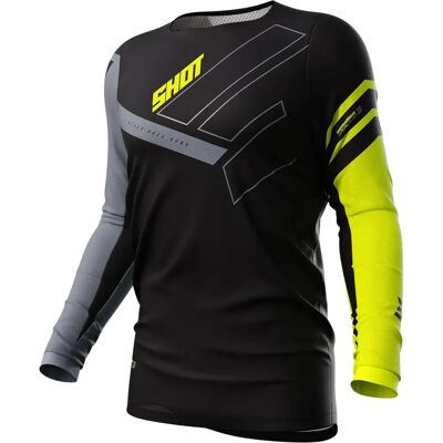 T-shirt Shot Contact Noir / Gris / Jaune - Maillot de motocross - Publicité T-shirt Shot Contact Noir / Gris / Jaune - Maillot de motocross - Publicité