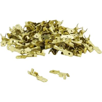 Lot de 100 cosses pour câble électrique laiton non isolée plâte mâle P2R 4.8 Doré TU Unisex - Publicité Lot de 100 cosses pour câble électrique laiton non isolée plâte mâle P2R 4.8 Doré TU Unisex - Publicité