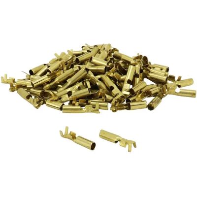 Lot de 100 cosses pour câble électrique laiton non isolée cylindre femelle P2R Doré 4 mm Unisex - Publicité Lot de 100 cosses pour câble électrique laiton non isolée cylindre femelle P2R Doré 4 mm Unisex - Publicité