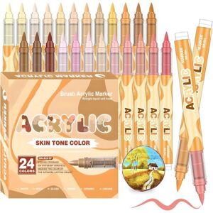 ALFOYU Feutre Acrylique Brush Marker – Set de 24 Couleurs Teintes Peau Marqueur Peinture Acrylique à Pointe Pinceau pour Coloriage Adulte - Publicité ALFOYU Feutre Acrylique Brush Marker – Set de 24 Couleurs Teintes Peau Marqueur Peinture Acrylique à Pointe Pinceau pour Coloriage Adulte - Publicité